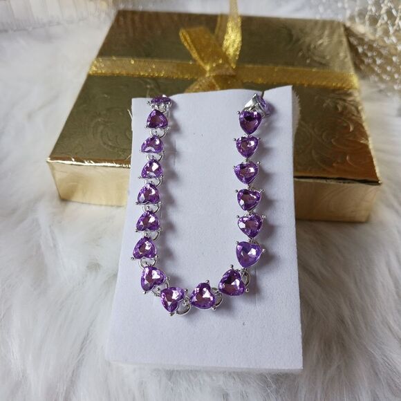 Purple Hearts Sterling Silver Bracelet - Picture 6 of 16